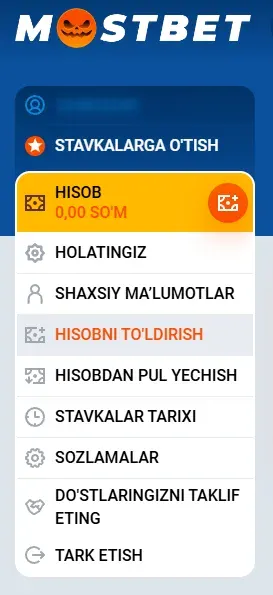 Shaxsiy kabinet Mosbet uz com